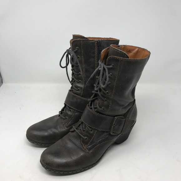 born leather lace up granny boots